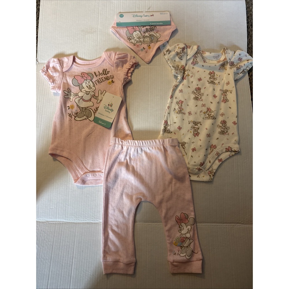 Baby girl clothes, 6-9 months, Disney Baby Minnie 4 piece set